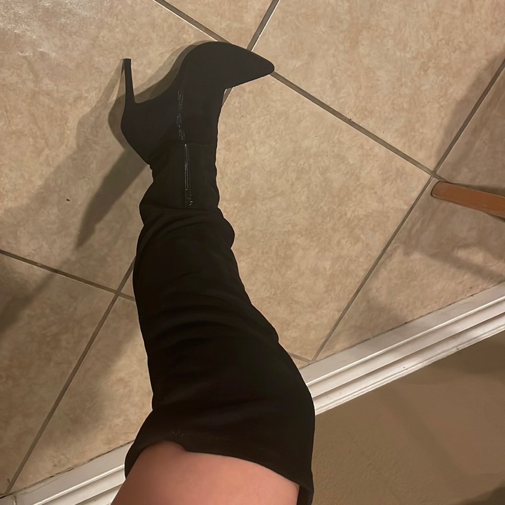 Black soft thigh high boots size 10